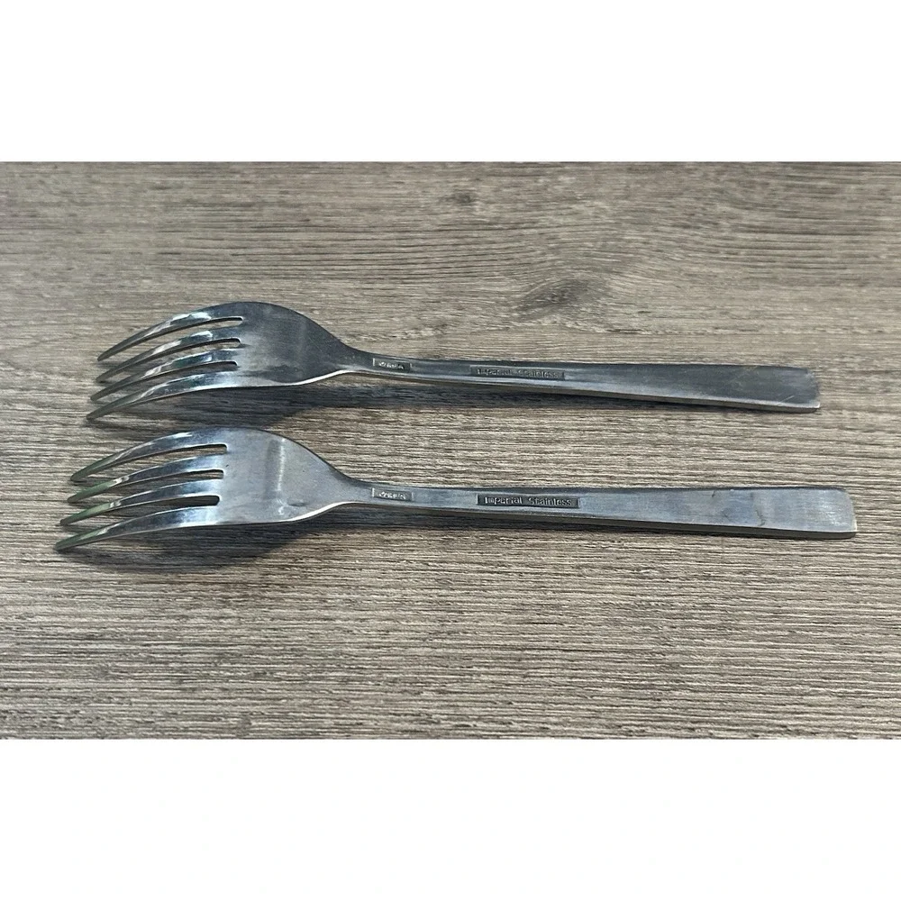 Vintage MCM Imperial Stainless Serta Salad Forks Set of 2 Korea